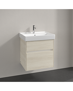 Villeroy und Boch Collaro Waschtischunterschrank C008B0AA 55,4x54,6x44,4cm, Waschbecken mittig, LED-Beleuchtung, white oak