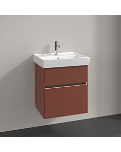 Villeroy und Boch Collaro meuble sous-vasque C007B0AH 51x54,6x41,4cm, évier au milieu, éclairage LED, vin rouge