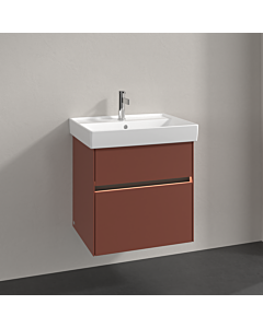 Villeroy und Boch Collaro meuble sous-vasque C008B0AH 55,4x54,6x44,4cm, évier au milieu, éclairage LED, vin rouge