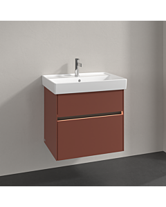 Villeroy und Boch Collaro meuble sous-vasque C009B0AH 60,4x54,6x44,4cm, évier au milieu, éclairage LED, vin rouge