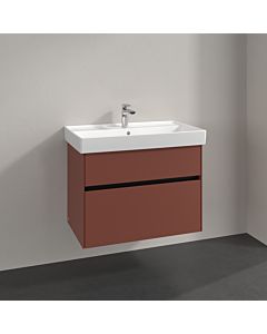 Villeroy und Boch Collaro meuble sous-vasque C010B0AH 75,4x54,6x44,4cm, évier au milieu, éclairage LED, vin rouge