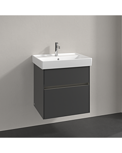 Villeroy und Boch Collaro vanity unit C008B0VR 55.4x54.6x44.4cm, washbasin in the middle, LED lighting, graphite