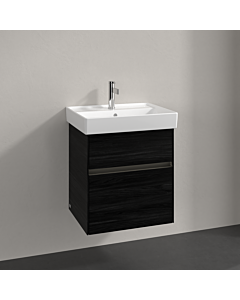 Villeroy und Boch Collaro meuble sous-vasque C007B0AB 51x54,6x41,4cm, évier au milieu, éclairage LED, chêne noir