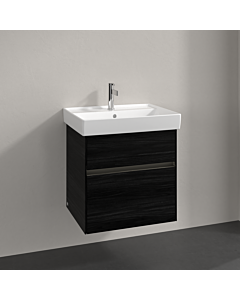 Villeroy und Boch Collaro meuble sous-vasque C008B0AB 55,4x54,6x44,4cm, évier au milieu, éclairage LED, chêne noir