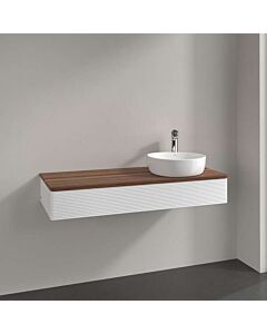 Villeroy &amp; Boch Antao vanity unit K12152MT 120x19x50cm, tap hole, washbasin top color warm walnut, white matt lacquer