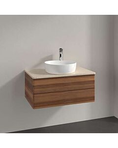 Villeroy und Boch Antao Waschtisch-Unterschrank K19013HM 80x36x50cm, Waschbeckenplattenfarbe botticino, warm walnut