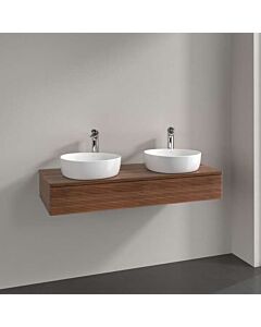 Villeroy &amp; Boch Antao vanity unit L13152HM with lighting, 1 drawer, 1200 x 190 x 500 mm, textured front, Warm Walnut / Warm Walnut