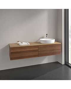 Villeroy und Boch Antao Waschtisch-Unterschrank K27151HM 160x36x50cm, Hahnloch, Waschbeckenplattenfarbe honey oak, warm walnut