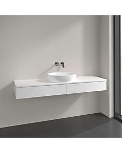 Villeroy &amp; Boch Antao vanity unit L14150MT with lighting, 2 drawers, 1600 x 190 x 500 mm, textured front, White Matt Lacquer / White Matt Lacquer