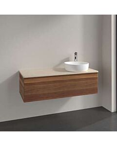 Villeroy &amp; Boch Antao vanity unit K34053HM 120x36x50cm, tap hole, washbasin top color botticino, warm walnut