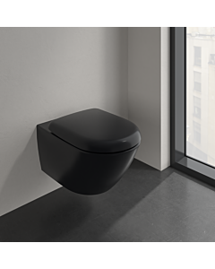 Villeroy & Boch Antao Wand Tiefspül WC 4674T0R7 Abgang waagerecht, mit TwistFlush, Pure Black c-plus