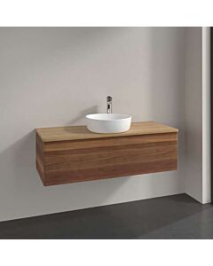 Meuble vasque Villeroy &amp; Boch Antao K32011HM 120 x 36 x 50 cm, plan vasque couleur chêne miel, noyer chaud