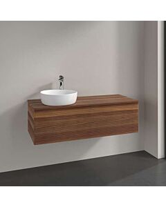 Meuble vasque Villeroy &amp; Boch Antao K33152HM 120 x 36 x 50 cm, percé pour robinetterie, plan vasque couleur noyer chaud, noyer chaud