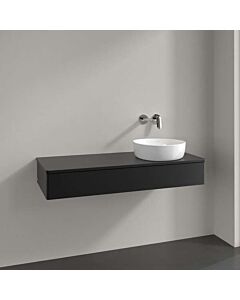Villeroy und Boch Antao Waschtisch-Unterschrank K12050PD 120x19x50cm, Hahnloch, Waschbeckenplattenfarbe Lack, black matt lacquer