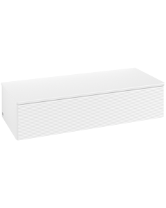 Buffet Villeroy &amp; Boch Antao L41100MT avec éclairage, 1 tiroir, 1200 x 268 x 500 mm, façade texturée, laque blanche mate / laque blanche mate