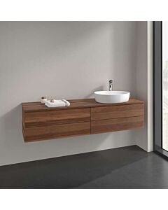 Villeroy und Boch Antao Waschtisch-Unterschrank K27152HM 160x36x50cm, Hahnloch, Waschbeckenplattenfarbe warm walnut, warm walnut