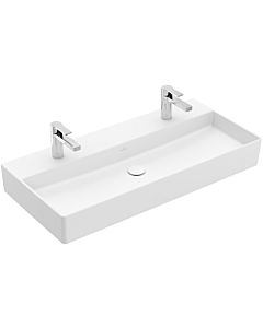 Villeroy und Boch Memento Waschtisch 4A221KRW 100x47cm, 2 Hahnlöcher, ohne Überlauf, Stone White C-plus