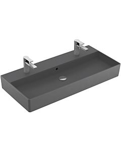 Villeroy und Boch Memento 2.0 Waschtisch 4A22A4I4 100x47cm, 2 Hahnlöcher, mit Überlauf, Graphite C+