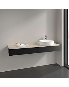 Meuble vasque Villeroy &amp; Boch Antao K16113PD 160 x 19 x 50 cm, plan vasque couleur Botticino, laque noire mate