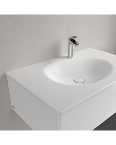 Villeroy und Boch Antao meuble vasque 4A7581RW 80x50cm, carré, trou pour robinetterie 2000 , sans trop-plein, pierre blanc C-plus