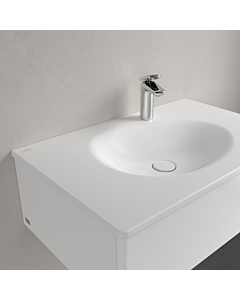 Villeroy und Boch Antao meuble vasque 4A7584RW 80x50cm, carré, trou pour robinetterie 2000 , trop-plein dissimulé, pierre blanc C-plus