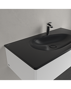 Villeroy und Boch Antao meuble vasque 4A76A2R7 100x50cm, carré, trou pour robinetterie 2000 , sans trop-plein, noir pur C-plus