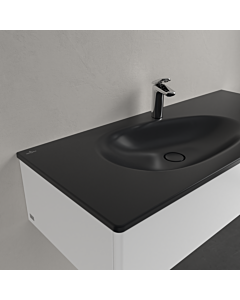 Villeroy und Boch Antao meuble vasque 4A77LBR7 120x50cm, carré, trou pour robinetterie 2000 , trop-plein dissimulé, noir pur C-plus