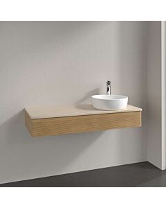 Villeroy und Boch Antao Waschtisch-Unterschrank K12153HN 120x19x50cm, Hahnloch, Waschbeckenplattenfarbe botticino, honey oak