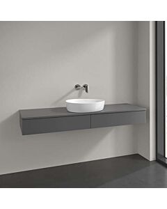 Villeroy &amp; Boch Antao vanity unit L14050GK with lighting, 2 drawers, 1600 x 190 x 500 mm, smooth front, Anthracite Matt Lacquer / Anthracite Matt Lacquer