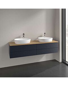 Villeroy &amp; Boch Antao vanity unit K28111HG 160x36x50cm, washbasin top color honey oak, midnight blue matt lacquer