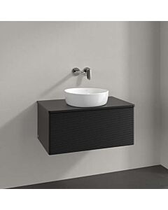Meuble vasque Villeroy &amp; Boch Antao K30110PD 80 x 36 x 50 cm, couleur du plan vasque : laque noire mate
