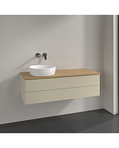 Villeroy &amp; Boch Antao vanity unit L22111HJ with lighting, 120x36x50cm, washbasin top color honey oak, silk grey matt lacquer