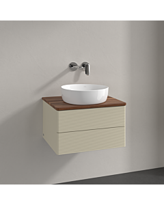 Villeroy und Boch Antao Waschtisch-Unterschrank L18112HJ 60x36x50cm, Waschbeckenplattenfarbe warm walnut, silk grey matt lacquer