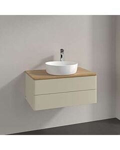 Meuble vasque Villeroy &amp; Boch Antao K19011HJ 80 x 36 x 50 cm, plan vasque couleur chêne miel, laque mate gris soie