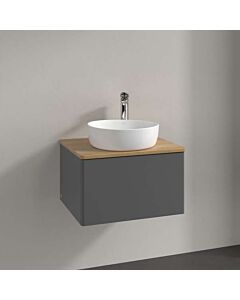 Meuble vasque Villeroy &amp; Boch Antao K29011GK 60 x 36 x 50 cm, plan vasque couleur chêne miel, laque anthracite mate