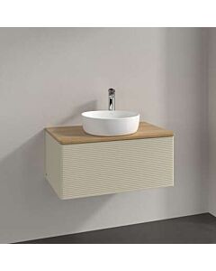 Villeroy und Boch Antao Waschtisch-Unterschrank K30151HJ 80x36x50cm, Hahnloch, Waschbeckenplattenfarbe honey oak, silk grey matt lacquer