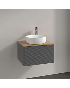 Meuble vasque Villeroy &amp; Boch Antao K29111GK 60 x 36 x 50 cm, plan vasque couleur chêne miel, laque anthracite mate