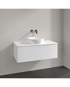 Villeroy und Boch Antao Waschtisch-Unterschrank K31150MT 100x36x50cm, Hahnloch, Waschbeckenplattenfarbe Lack, white matt lacquer