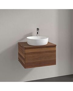 Meuble vasque Villeroy &amp; Boch Antao K29152HM 60x36x50cm, percé pour robinetterie, plan vasque couleur noyer chaud, noyer chaud