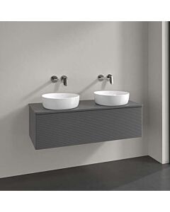 Villeroy und Boch Antao Waschtisch-Unterschrank K35150GK 120x36x50cm, Hahnloch, Waschbeckenplattenfarbe Lack, anthracite matt lacquer