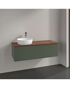 Villeroy &amp; Boch Antao vanity unit K33112HL 120x36x50cm, washbasin top color warm walnut, leaf green matt lacquer