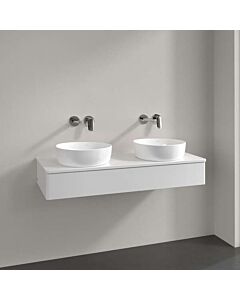 Villeroy &amp; Boch Antao vanity unit L13050GF with lighting, 1 drawer, 1200 x 190 x 500 mm, smooth front, Glossy White Lacquer / Glossy White Lacquer