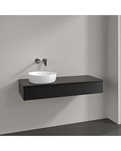 Villeroy und Boch Antao Waschtisch-Unterschrank K11150PD 120x19x50cm, Hahnloch, Waschbeckenplattenfarbe Lack, black matt lacquer