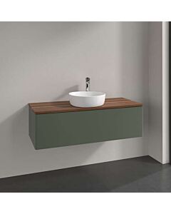 Villeroy &amp; Boch Antao vanity unit K32012HL 120x36x50cm, washbasin top color warm walnut, leaf green matt lacquer