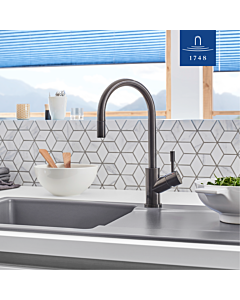 Robinet de cuisine Villeroy &amp; Boch Umbrella Flex 92540005, 11,5 l/min, extractible, anthracite