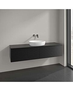 Meuble vasque Villeroy &amp; Boch Antao K36150PD 160 x 36 x 50 cm, percé pour robinetterie, plan vasque couleur : laque noire mate
