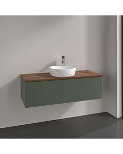 Villeroy und Boch Antao Waschtisch-Unterschrank K32112HL 120x36x50cm, Waschbeckenplattenfarbe warm walnut, leaf green matt lacquer
