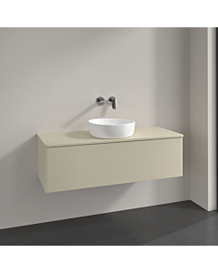 Villeroy und Boch Antao Waschtisch-Unterschrank K32050HJ 120x36x50cm, Hahnloch, Waschbeckenplattenfarbe Lack, silk grey matt lacquer
