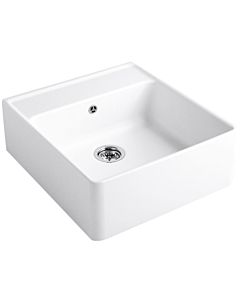 Villeroy und Boch single bowl sink 632062RW drain fitting, eccentric actuation, fastening kit, Stone White