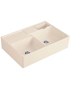 Villeroy und Boch double bowl sink 632391FU waste set, manual operation, leftover bowl, ivory